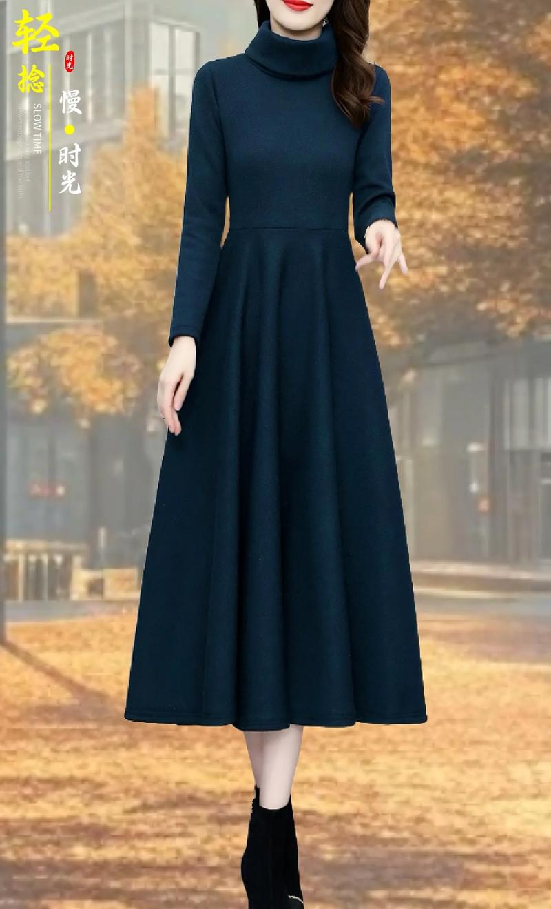 长款长袖的连衣裙怎么搭配