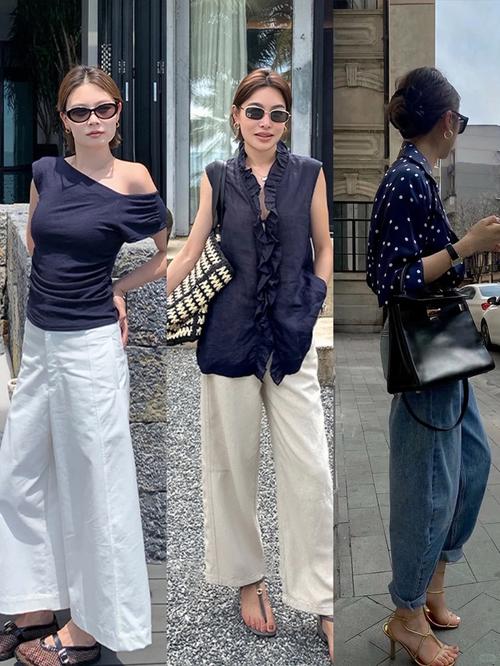 藏兰色t恤怎么搭配图片