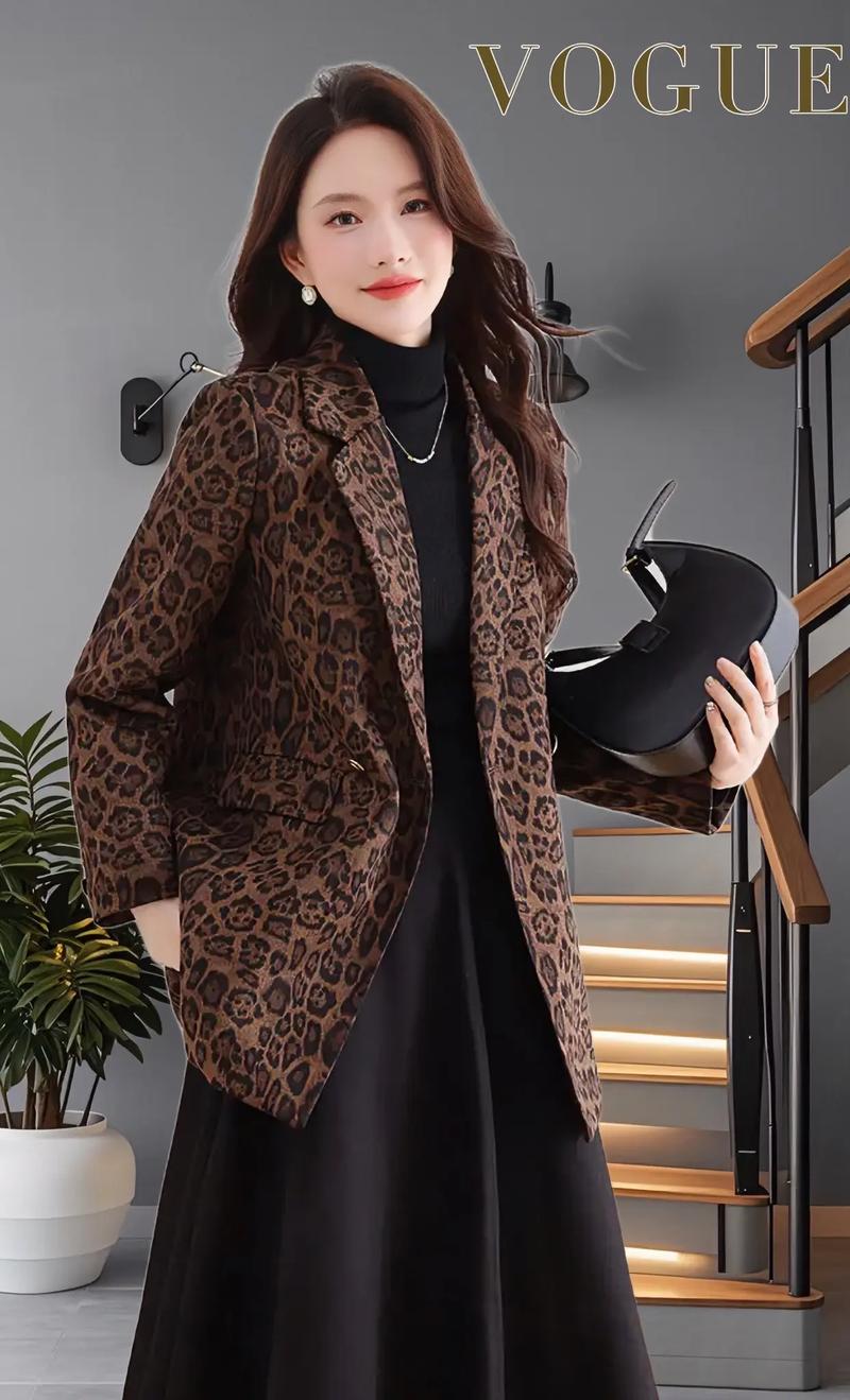 豹纹小西装外套怎么搭配什么裤子好看图片