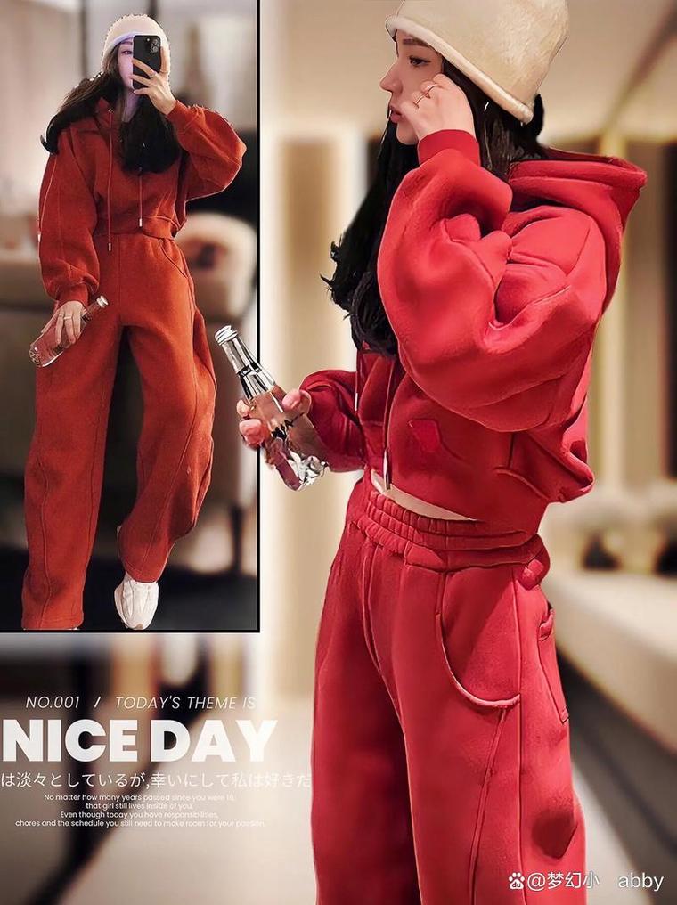 红色卫衣长款怎么搭配