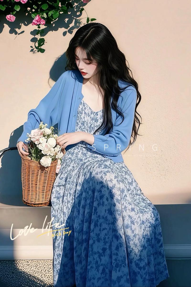 70蓝色碎花上衣怎么搭配