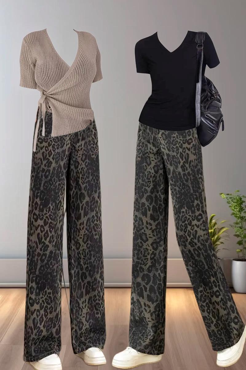 豹纹长裤怎么搭配鞋子