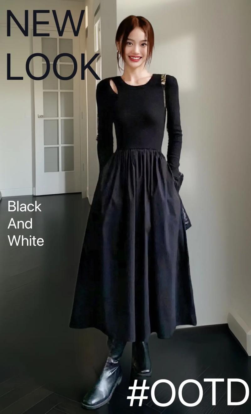 黑色中袖连衣裙怎么搭配外套