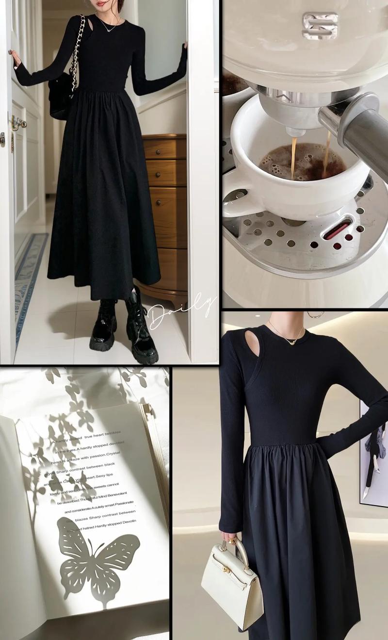 黑色中袖连衣裙怎么搭配外套