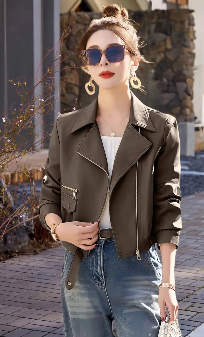 短蕾丝机车夹克怎么搭配