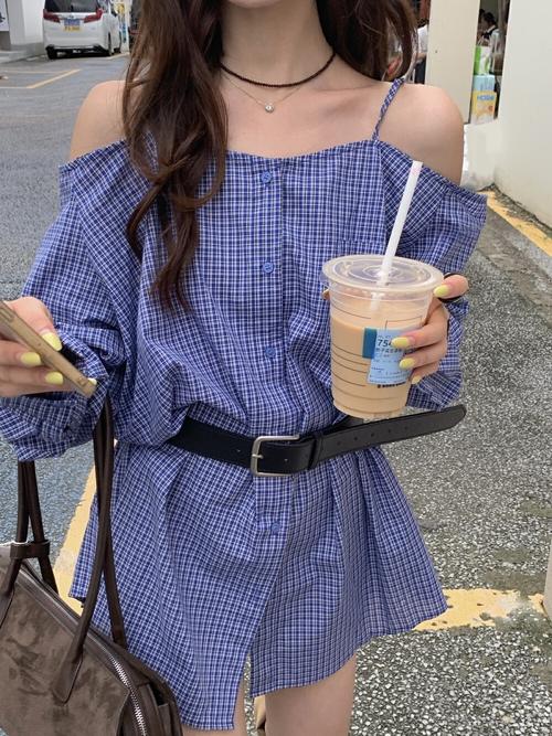 中长款衬衫加腰带怎么搭配