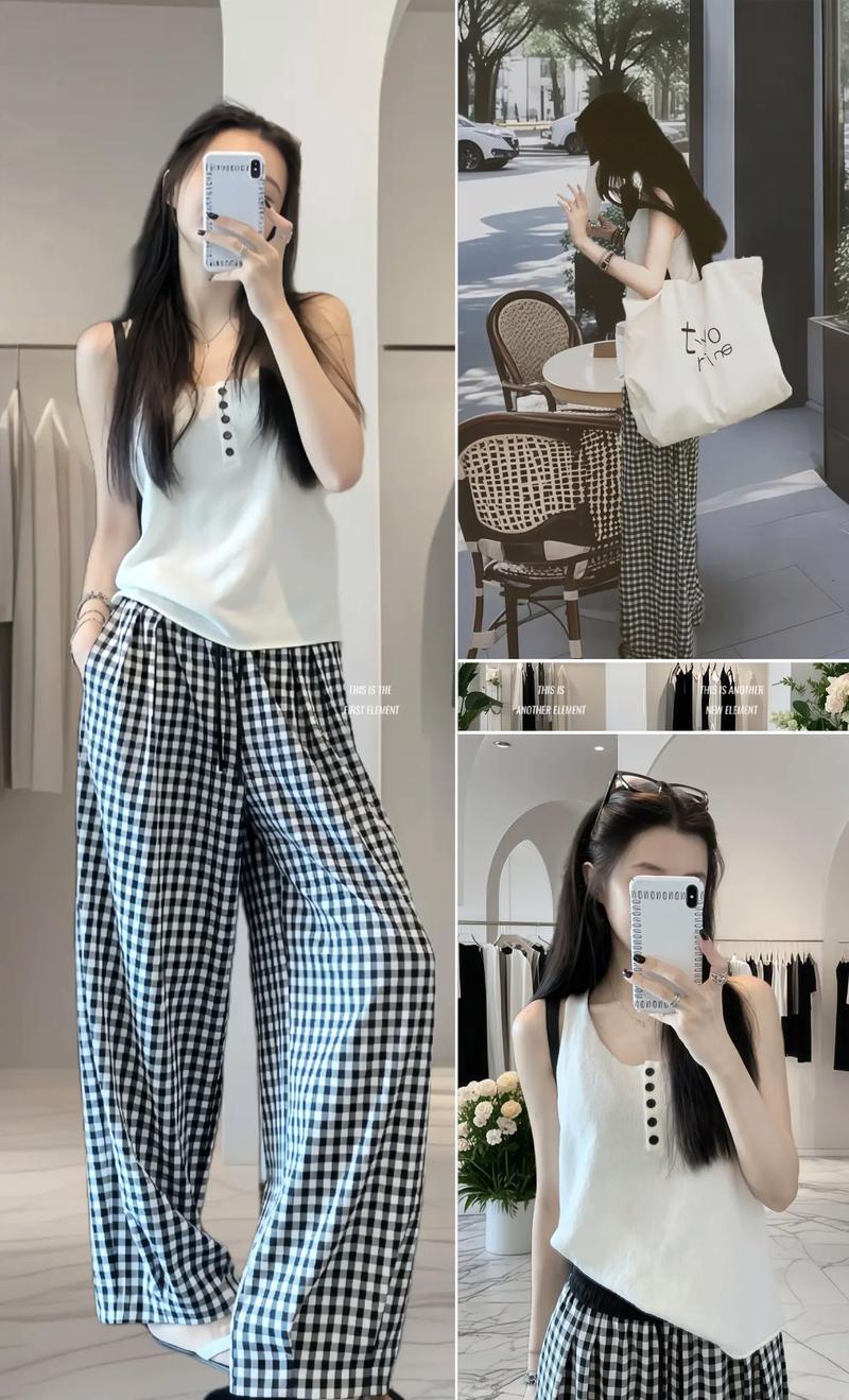 格子裤白色怎么搭配好看