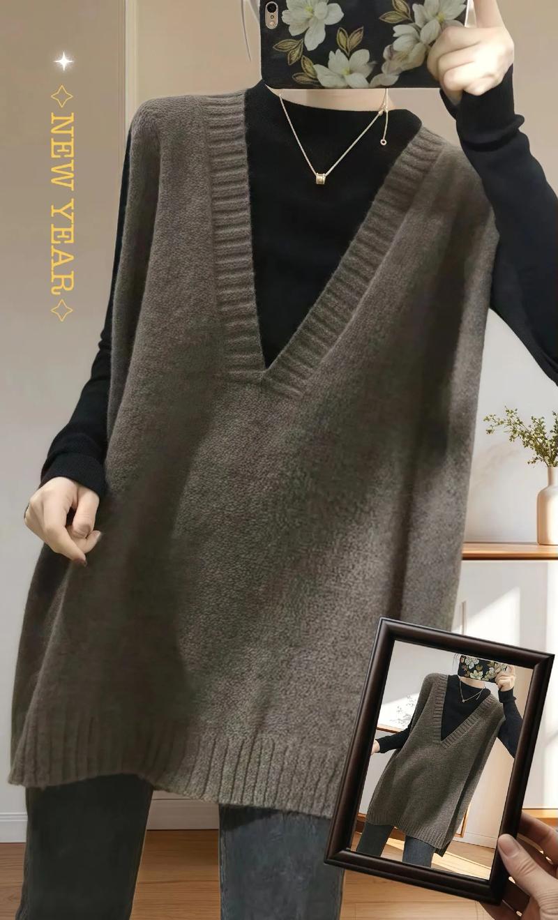 中长款针织马甲怎么搭配冬季