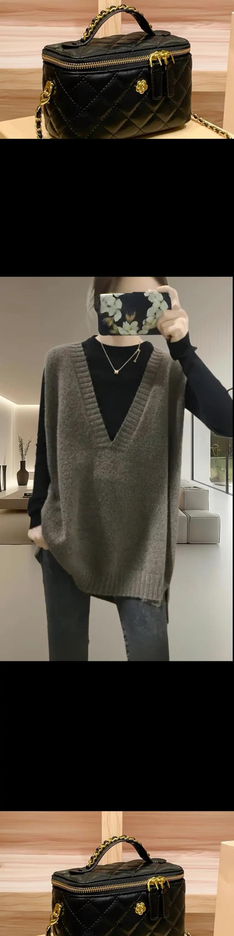 韩版长款针织马甲怎么搭配