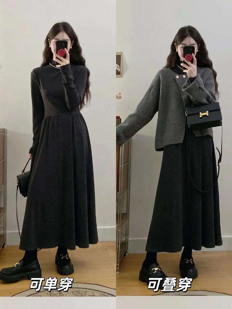 秋冬半身呢长裙怎么搭配外套