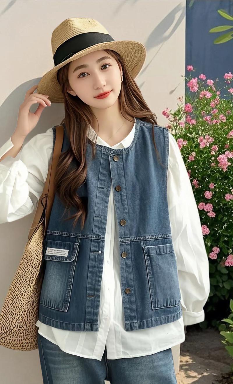 牛仔背心女怎么搭配