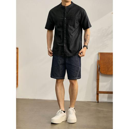 黑短袖衬衫怎么搭配