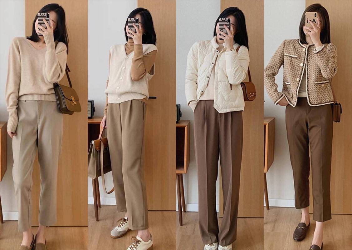 卡其色裤子冬天怎么搭配图片