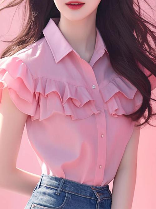 粉色衬衣长款短袖怎么搭配什么外套