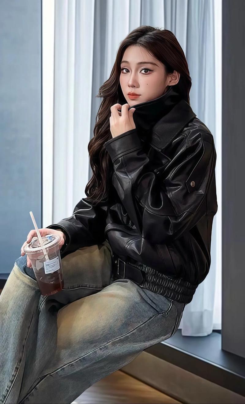 女款机车服皮夹克怎么搭配