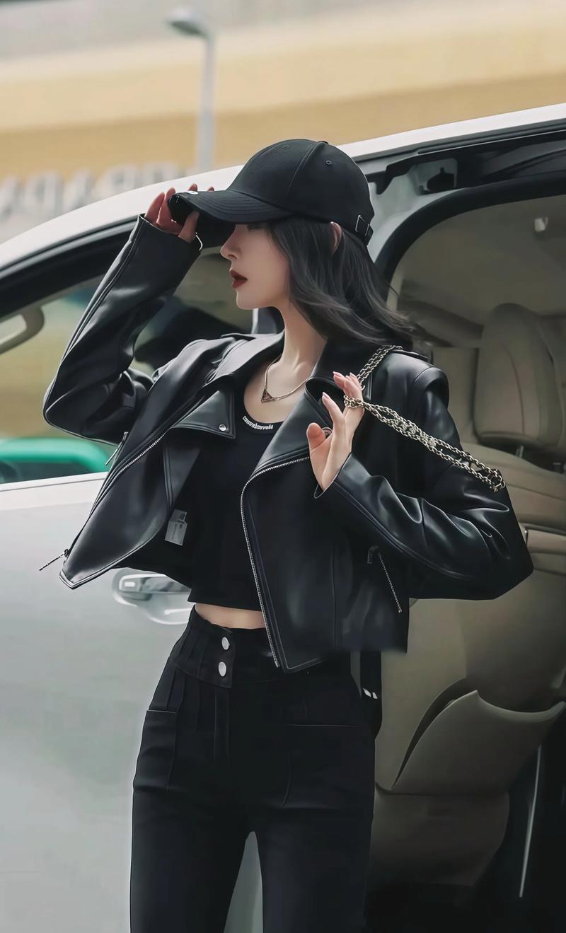 女款机车服皮夹克怎么搭配